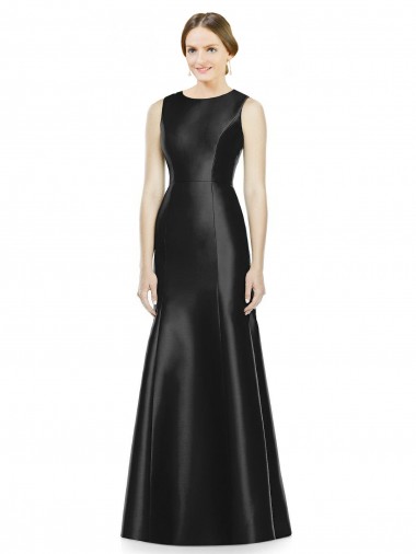 Sleeveless Black Keyhole Back Mermaid High Neck Bridesmaid Dress Lincoln