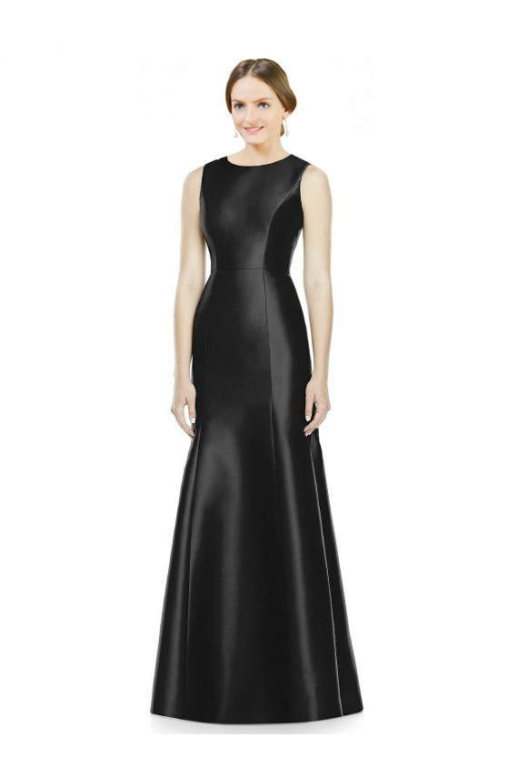 Sleeveless Black Keyhole Back Mermaid High Neck Bridesmaid Dress Lincoln