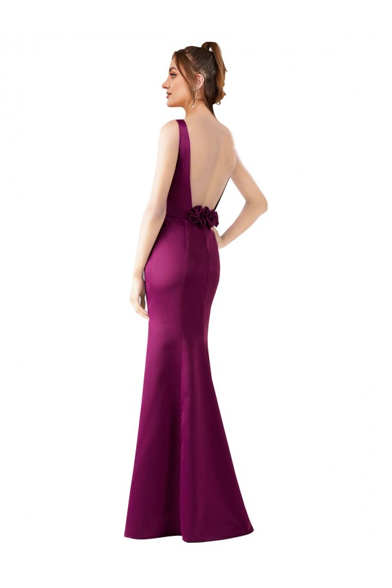 Sleeveless Merlot Open Back Sheath Bateau Neck Black Tie Evening Gown / Prom Dress / Bridesmaid Dress Lincoln