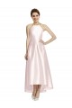Sleeveless Pink Criss Cross Open Back A-Line Spaghetti Straps High Low Bridesmaid Dress Lincoln