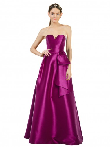 Sleeveless Merlot A-Line V-Neck Prom Dress / Bridesmaid Dress Lincoln