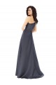 Sleeveless Slate Grey A-Line Satin One Shoulder Formal Evening Gown / Prom Dress / Bridesmaid Dress Lincoln