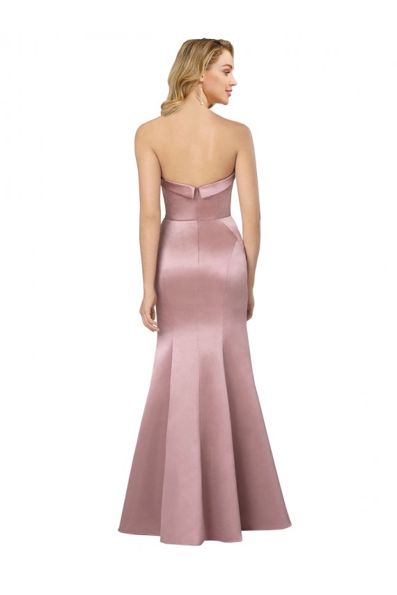 Sleeveless Light Sky Blue Low Back Sheath Strapless Formal Evening Gown / Prom Dress / Bridesmaid Dress Lincoln