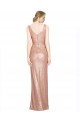 Sleeveless Rose Gold Sheath V-Neck Bridesmaid Dress / Evening Dress Lincoln