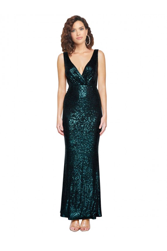 Sleeveless Dark Green Mermaid V-Neck Bridesmaid Dress / Evening Dress Lincoln