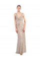 Sleeveless Silver Low Back Sheath V-Neck Formal Evening Gown / Prom Dress / Bridesmaid Dress Lincoln