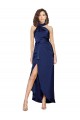 Sleeveless Sapphire A-Line Halter Neck High Low Evening Gown / Prom Dress / Bridesmaid Dress Lincoln