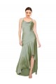 Sleeveless Smoke Green Criss Cross Open Back A-Line Cowl Neck High Low Evening Gown / Prom Dress / Bridesmaid Dress Lincoln