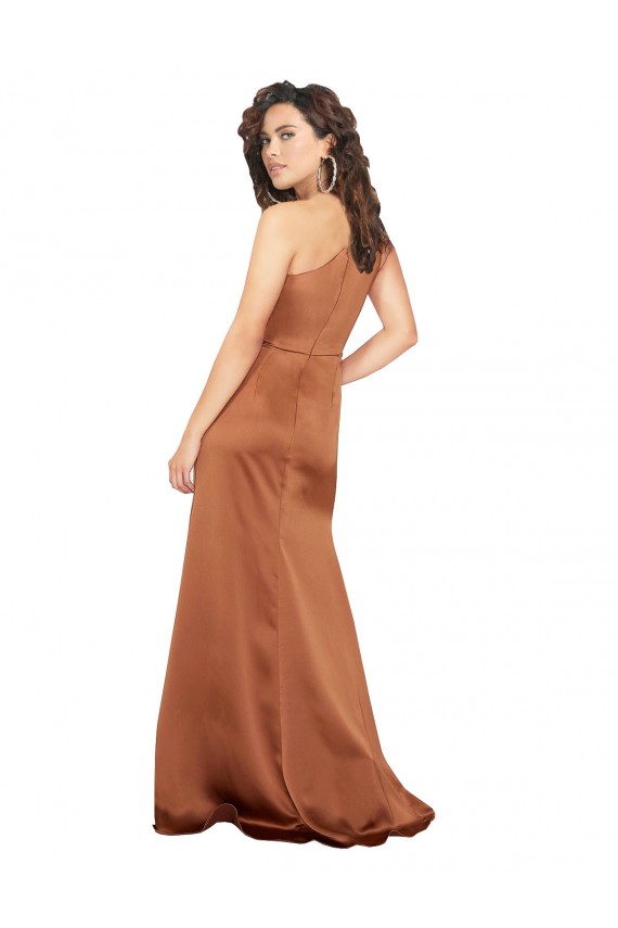 Sleeveless Orange A-Line One Shoulder Formal Dress / Bridesmaid Dress Lincoln