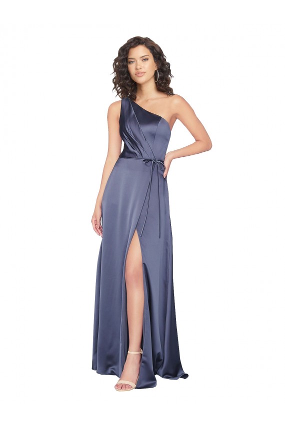 Sleeveless Dusk A-Line One Shoulder Formal Evening Gown / Prom Dress / Bridesmaid Dress Lincoln