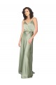Sleeveless Smoke Green V-Back A-Line V-Neck Formal Evening Gown / Bridesmaid Dress Lincoln