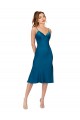 Sleeveless Peacock Blue Low Back A-Line V-Neck Prom Dress / Bridesmaid Dress Lincoln