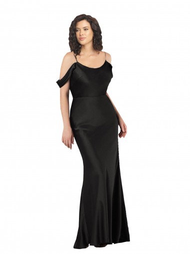 Sleeveless Black Low Back A-Line Off the Shoulder Formal Dress / Bridesmaid Dress Lincoln