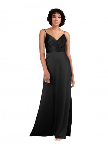 Sleeveless Black Column V-Neck Formal Evening Gown / Prom Dress / Bridesmaid Dress Lincoln