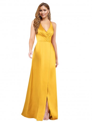 Sleeveless Open Back A-Line V-Neck Formal Dress / Bridesmaid Dress Lincoln