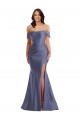 Sleeveless French Blue Low Back Mermaid Off the Shoulder Black Tie Plus Size Evening Gown / Prom Dress / Bridesmaid Dress Lincoln