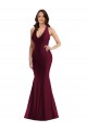 Sleeveless Burgundy Open Back Mermaid V-Neck Formal Plus Size Evening Gown / Prom Dress / Bridesmaid Dress Lincoln