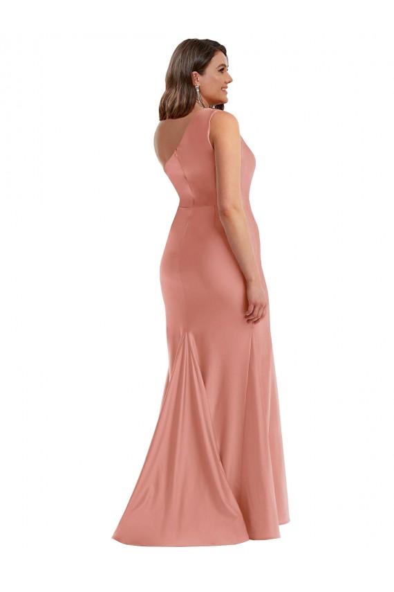 Sleeveless Georgia Peach Mermaid One Shoulder Black Tie Plus Size Evening Gown / Prom Dress / Bridesmaid Dress Lincoln