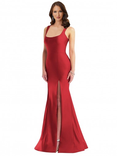 Sleeveless Red Mermaid Square Neck Formal Plus Size Evening Gown / Prom Dress / Bridesmaid Dress Lincoln