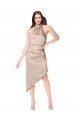 Sleeveless Champagne Pink A-Line Halter Neck High Low Prom Dress / Bridesmaid Dress Lincoln