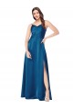 Sleeveless Peacock Blue Low Back A-Line Spaghetti Straps Formal Evening Gown / Prom Dress / Bridesmaid Dress Lincoln