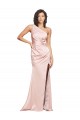 Sleeveless Pink Low Back Sheath Silk like Satin One Shoulder Formal Evening Gown / Prom Dress / Bridesmaid Dress Lincoln