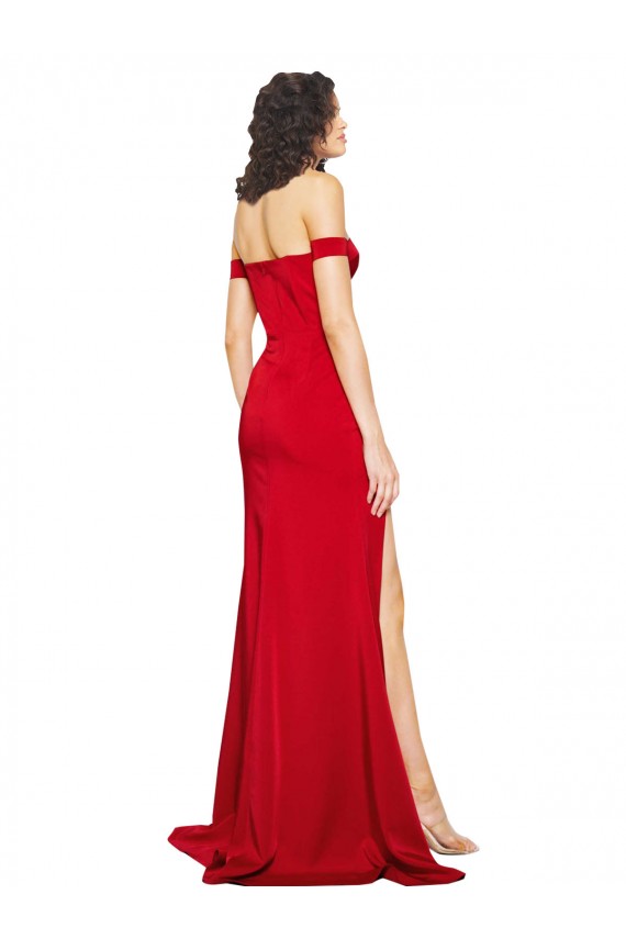 Sleeveless Red A-Line Silk like Satin Off the Shoulder Formal Evening Gown / Prom Dress / Bridesmaid Dress Lincoln