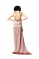 Sleeveless Dusty Pink Open Back A-Line One Shoulder Formal Evening Gown / Prom Dress / Bridesmaid Dress Lincoln