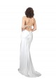 Sleeveless White Criss Cross Open Back Sheath Cowl Neck Beach Wedding Dresses Lincoln