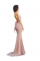 Sleeveless Dusty Pink Low Back Mermaid V-Neck Formal Evening Gown / Prom Dress / Bridesmaid Dress Lincoln
