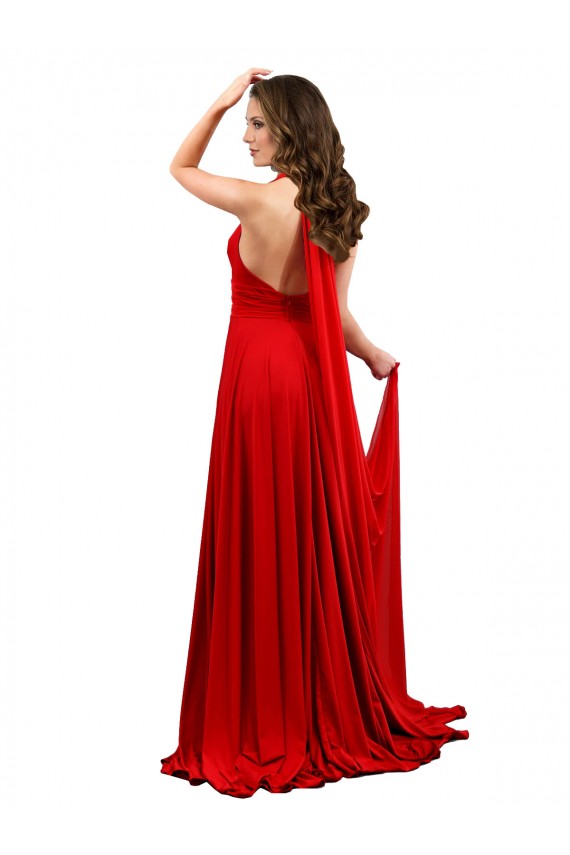 Sleeveless Red Criss Cross Open Back A-Line Halter Neck Formal Evening Gown / Prom Dress / Bridesmaid Dress Lincoln