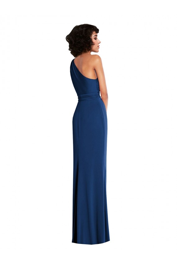 Sleeveless Royal Blue Sheath One Shoulder Semi Formal Evening Dress / Prom Dress / Bridesmaid Dress Lincoln