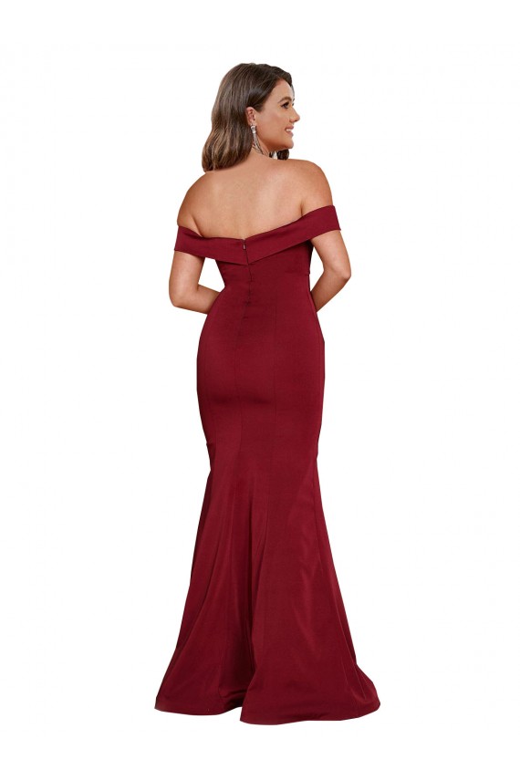 Sleeveless Burgundy Mermaid Off the Shoulder Formal Plus Size Evening Gown / Prom Dress / Bridesmaid Dress Lincoln