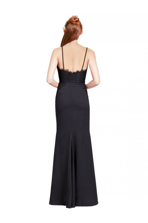 Sleeveless Black Low Back Mermaid Spaghetti Straps Prom Dress / Bridesmaid Dress Lincoln
