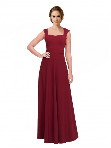 Sleeveless Burgundy A-Line Square Neck Prom Dress / Bridesmaid Dress Lincoln