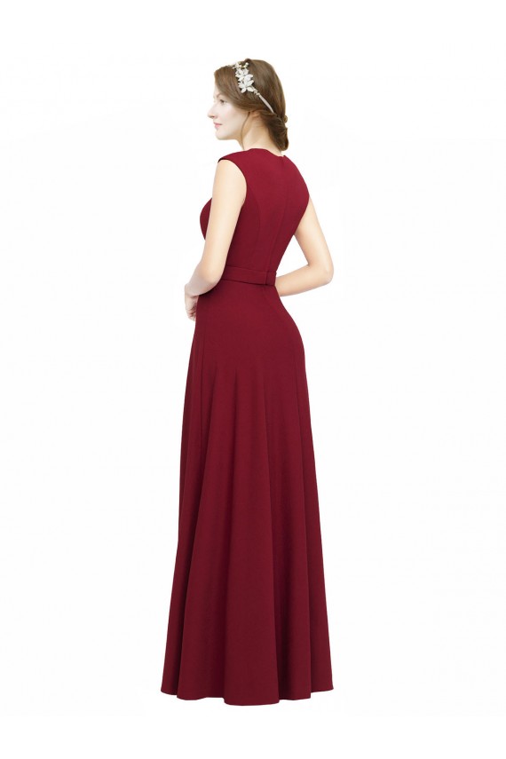Sleeveless Burgundy A-Line Square Neck Prom Dress / Bridesmaid Dress Lincoln