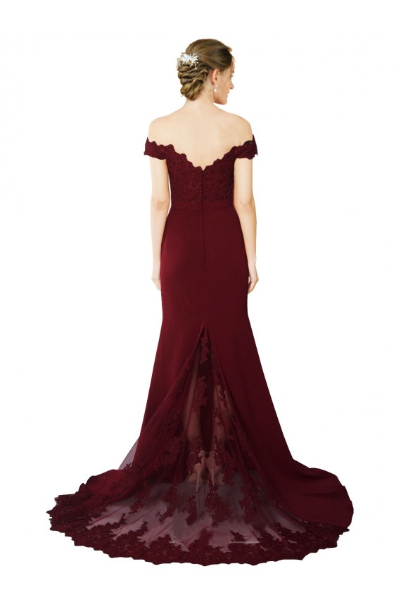 Sleeveless Burgundy Gold V-Back Mermaid Off the Shoulder Formal Evening Gown / Prom Dress / Bridesmaid Dress Lincoln