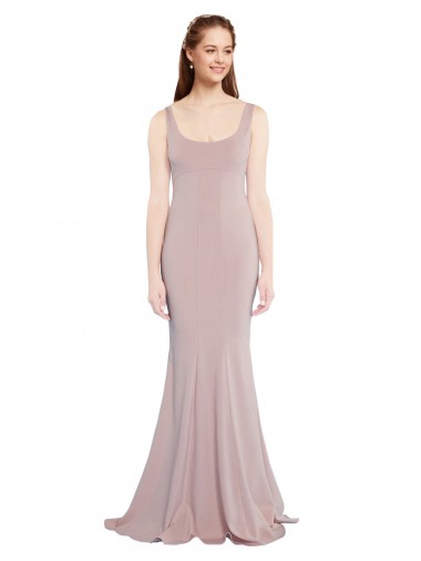 Cap Sleeves Dusty Pink Mermaid Scoop Neck Formal Evening Gown / Prom Dress / Bridesmaid Dress Lincoln