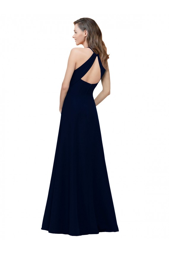 Sleeveless Dusty Pink Keyhole Back A-Line Jewel Neck Prom Dress / Bridesmaid Dress Lincoln