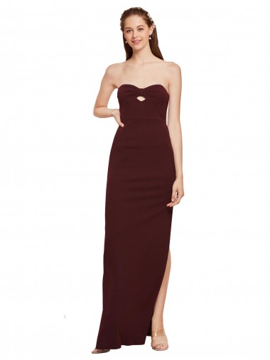 Sleeveless Burgundy Gold Sheath Strapless Formal Evening Gown / Prom Dress / Bridesmaid Dress Lincoln