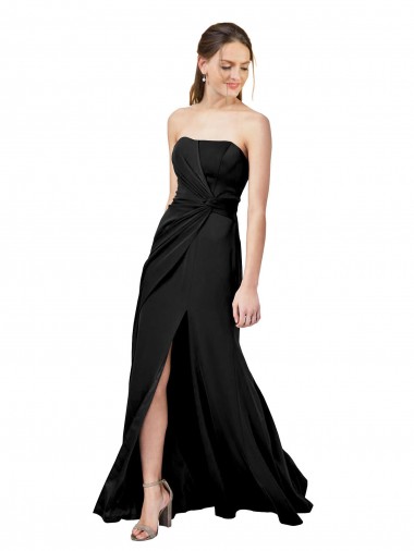 Sleeveless Black Low Back Sheath Strapless Formal Dress / Bridesmaid Dress Lincoln