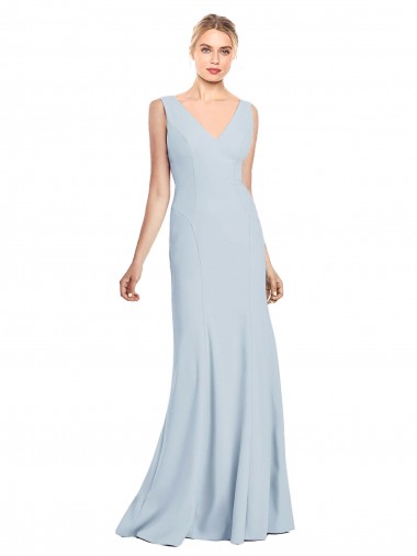 Sleeveless Light Sky Blue Low Back Trumpet V-Neck Bridesmaid Dress / Formal Dress Lincoln