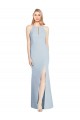 Sleeveless Light Sky Blue Keyhole Back Trumpet Halter Neck Semi Formal Evening Dress / Prom Dress / Bridesmaid Dress Lincoln