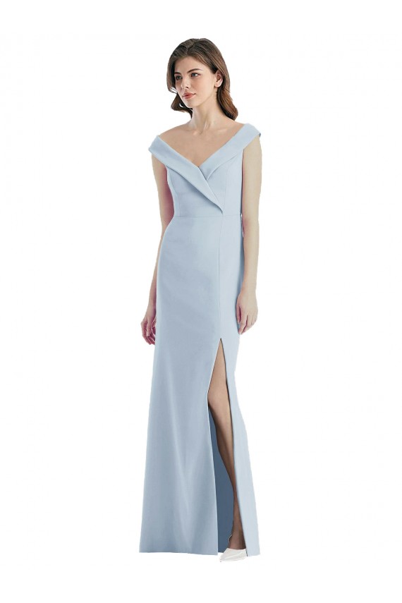 Sleeveless Light Sky Blue A-Line Off the Shoulder Black Tie Evening Gown / Bridesmaid Dress Lincoln