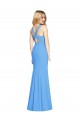 Sleeveless Peacock Blue Keyhole Back Trumpet V-Neck Semi Formal Evening Dress / Prom Dress / Bridesmaid Dress Lincoln