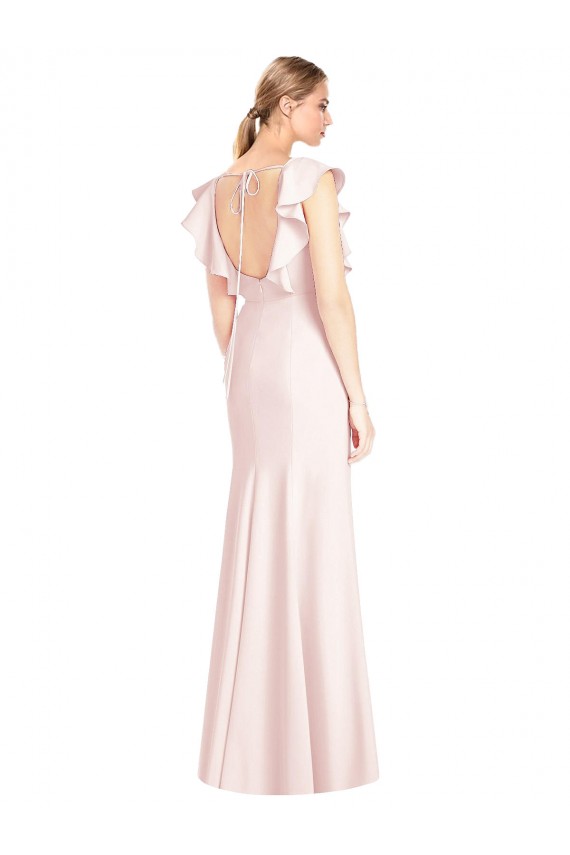 Cap Sleeves Pink Open Back Trumpet Bateau Neck Formal Dress / Bridesmaid Dress Lincoln