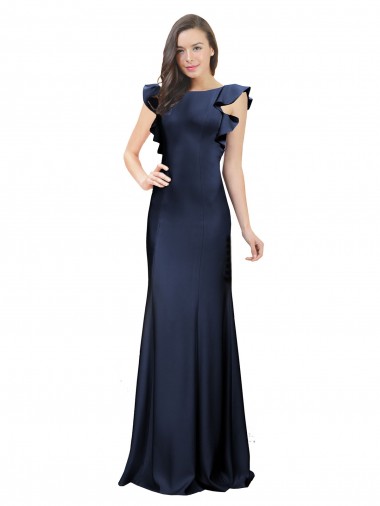Sleeveless Dark Navy Keyhole Back Mermaid Bateau Neck Prom Dress / Bridesmaid Dress Lincoln