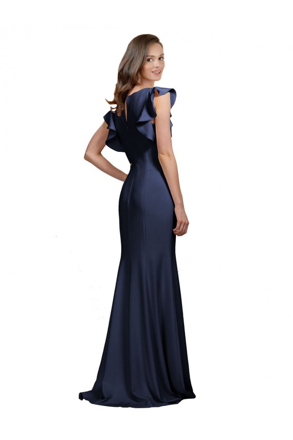 Sleeveless Dark Navy Keyhole Back Mermaid Bateau Neck Prom Dress / Bridesmaid Dress Lincoln