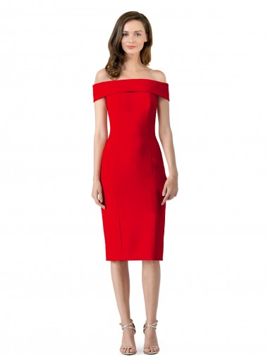 Sleeveless Red Sheath Off the Shoulder Formal Evening Gown / Prom Dress / Bridesmaid Dress Lincoln
