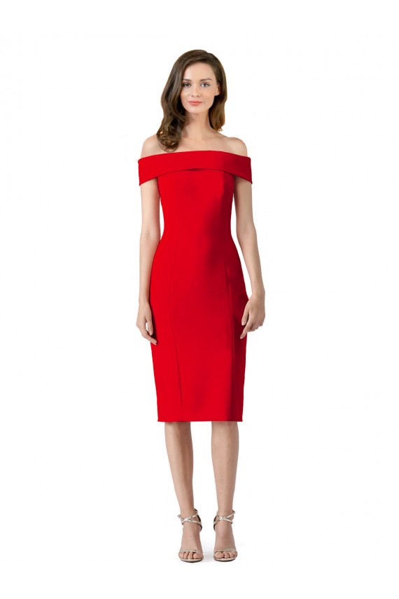 Sleeveless Red Sheath Off the Shoulder Formal Evening Gown / Prom Dress / Bridesmaid Dress Lincoln